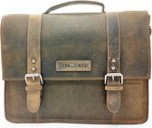 HillBurry Leren Vintage Schooltas XL (Bruin)