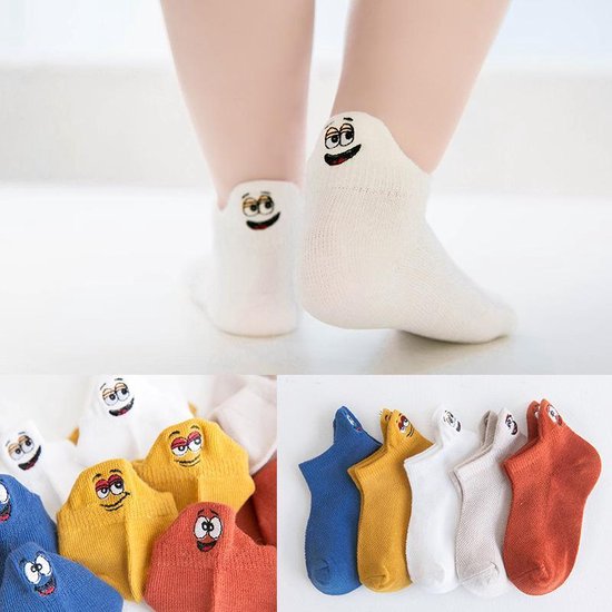 Smiling Socks® Kindersokken - Babysokjes - 29-31 (5-6 Jaar) - Meisje/Jongen - 5 Paar - Cadeau - Schattige sokken - Katoen - Unisex - Sneakersokken