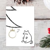 Kerstkaart Kat set van 10 met omslagen - Lacarta