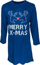 Temptation dames nachthemd | MAAT 3XL | lange mouw |  Merry x-mas rendier | marine