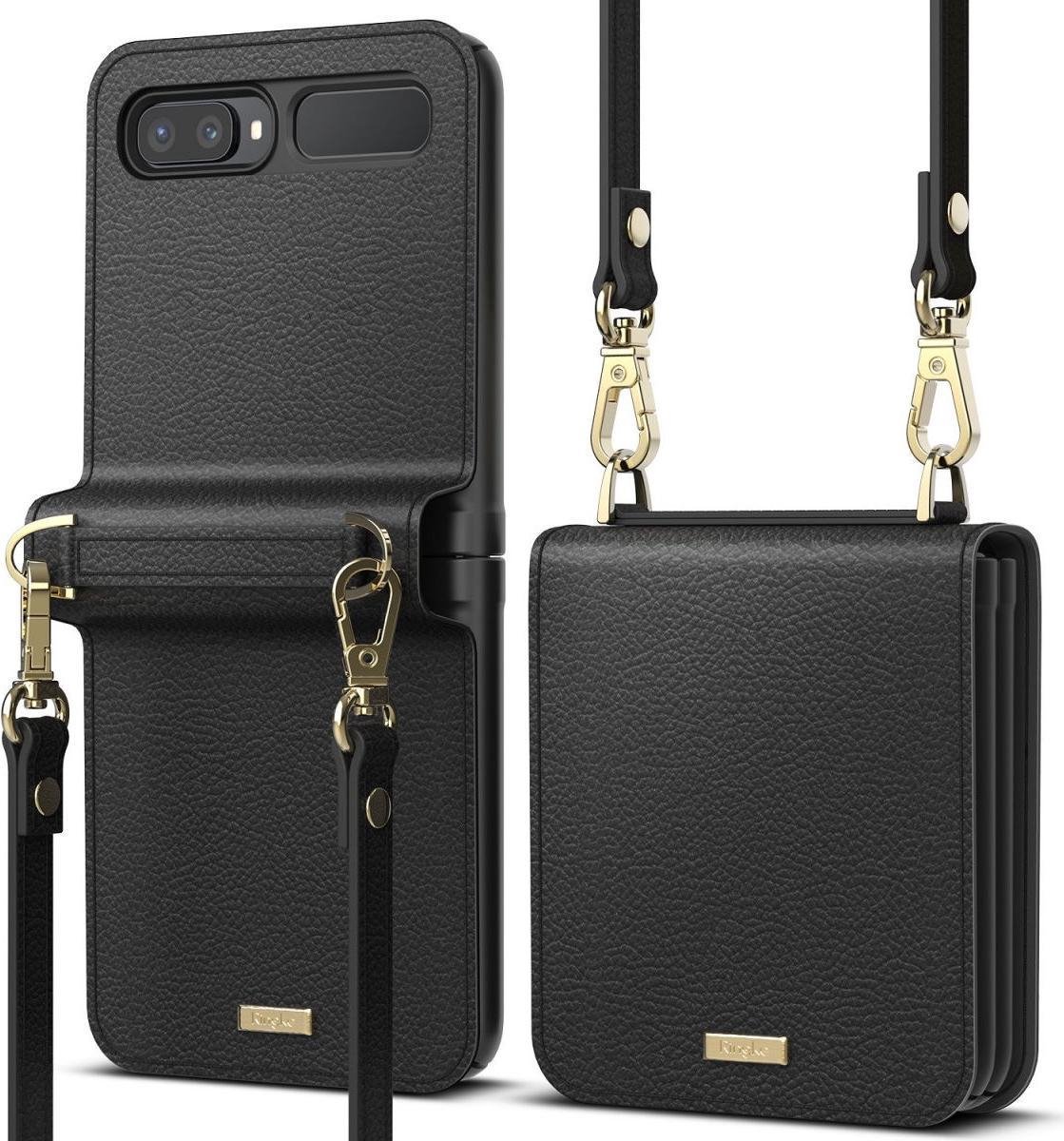 Ringke Folio Signature Samsung Galaxy Z Flip Hoesje met Koord Zwart