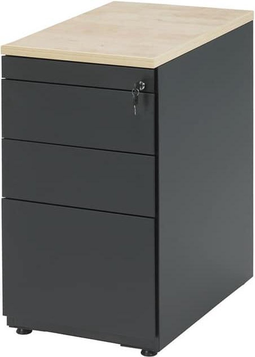Ladeblok met 3 lades (incl. pennenlade) kleur Aluminium (RAL9006 ...