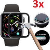 Full Cover Tempered Glass 3D Edge Curved Screen Protector Hoes Geschikt Voor Apple Watch Series 4/5/6/SE 44mm - Optimale Rand Tot Rand Display Bescherming - Ultradun Gehard Glas iW