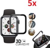 Full Cover 3D Edge Curved Screen Protector Hoes Geschikt Voor Apple Watch Series 4/5/6/SE 40mm - Optimale Rand Tot Rand Display Bescherming - iWatch Schermbeschermer - Set Van 5 St