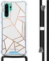 iMoshion Design hoesje met koord voor de Huawei P30 Pro - Grafisch Koper - Wit / Goud