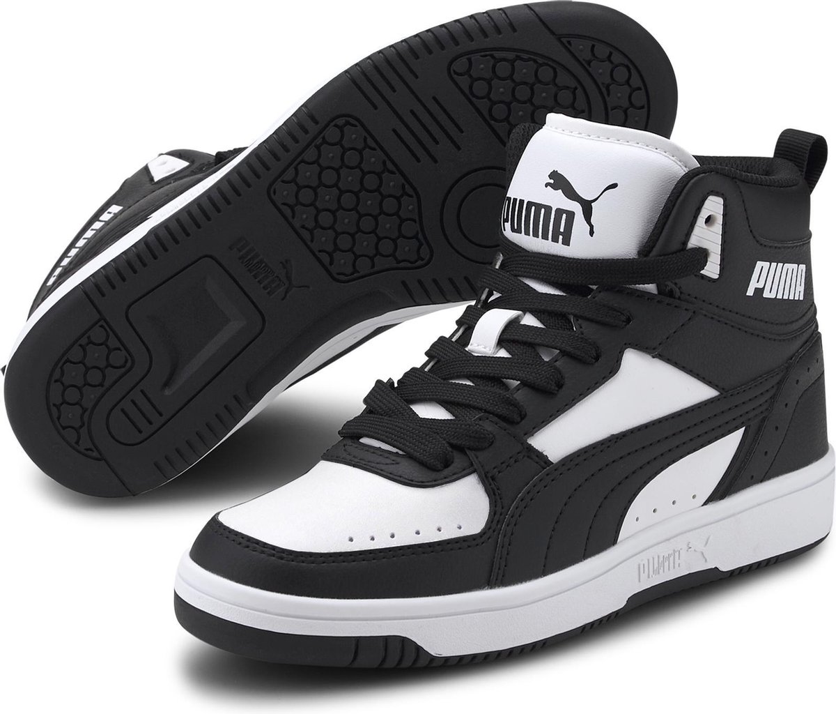 PUMA Rebound JOY Jr Sneakers - Puma White-Apricot Blush-Puma Black - Maat  39 | bol