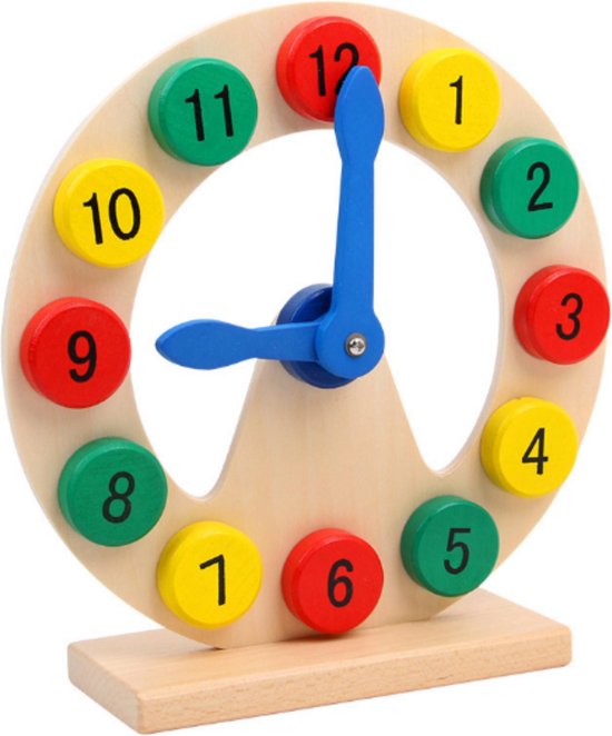 leren klokkijken - leerklok - houten oefenklok - educatief speelgoed - montessori - houten speelgoed klok - Blijderij