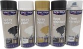 Spray paint set - verschillende kleuren spuitbussen - Spuitbus verf - Graffiti verf - Zwart/ wit/ goud/mat zwart/ transparant - Sneldrogende acrylaat lak voor ondergronden van hout