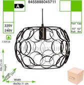 Moderne hanglamp, E27 fitting, metaal,  zwart, diameter 30 cm [Energieklasse A+]