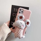 Casies schattig telefoonhoesje - Apple iPhone 11 - Roze - Muis knuffel hoesje - Pluche / Fluffy