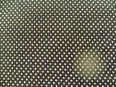 100% katoenen stof 1,40 breed  prijs per 50cm zwart met witte puntjes