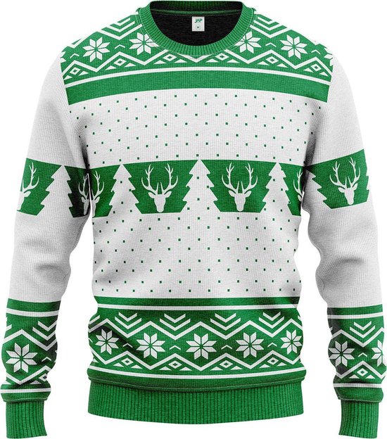 JAP Foute kersttrui - Classic one - Kerstcadeau volwassenen - Dames en heren - Kerst - L - Wit groen