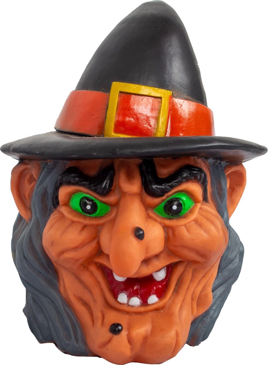 Heksenhoofd met licht 20 cm - feestdecoratievoorwerp - Halloween