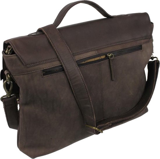 ROYALZ San Diego Schoudertas voor heren, echt leer, laptoptas, 13,3-14