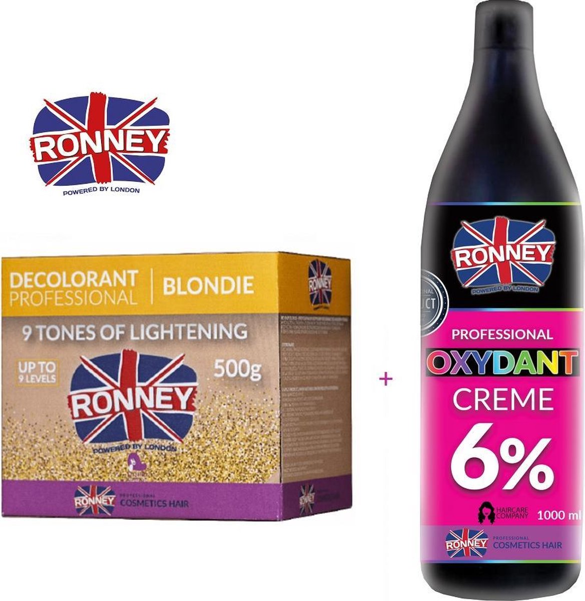 RONNEY Blondeer Pakket | Blondeerpoeder 500gram met 1000ml 6% Oxydant | Ontkleuren - RONNEY