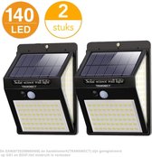 Buitenlamp met bewegingssensor - 140 LEDs - Tuinverlichting op Zonne energie - 2 Stuks