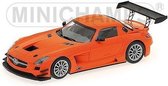 The 1:43 Diecast Modelcar of the Mercedes-Benz SLS AMG GT3 Street of 2011 in Orange. This scalemodel is limited by 528pcs.The manufacturer is Minichamps.This model is only online available.