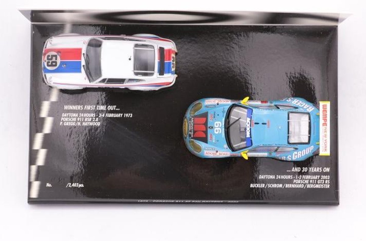 1:43 Diecast Modelcar 2 Porsches 24H Daytona 1973 / 2003 2403pcs