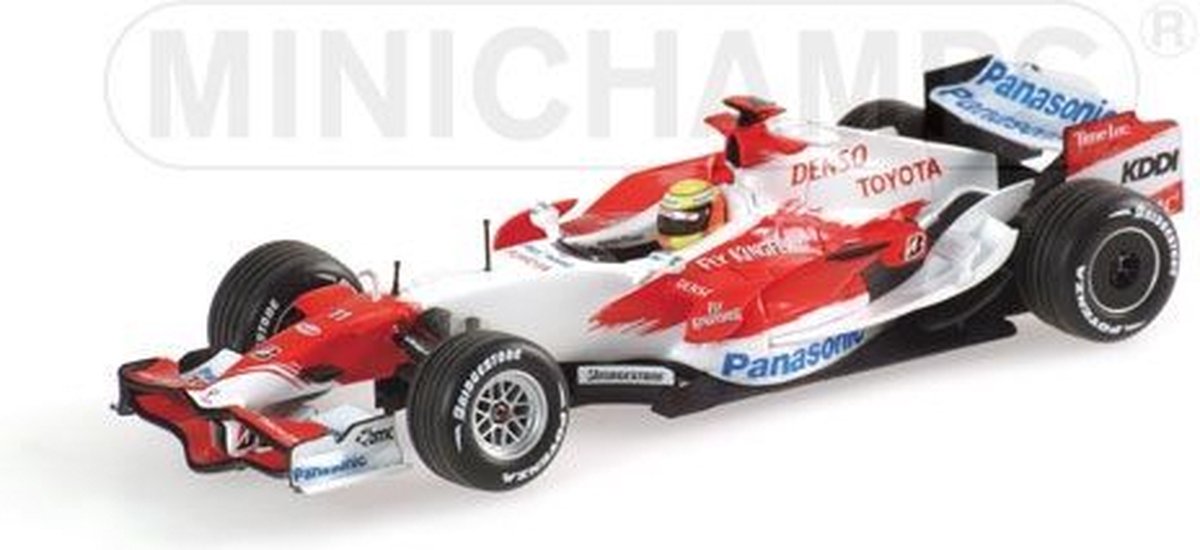 The 1:43 Diecast Modelcar of the Toyota Racing TF107 #11 of 2007. The driver was R.alf Schumacher. The manufacturer of the scalemodel is Minichamps.This model is only online available