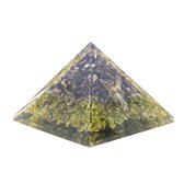 Orgonite Piramide Peridoot/ Amethist – Engel Raphael – (70 mm)