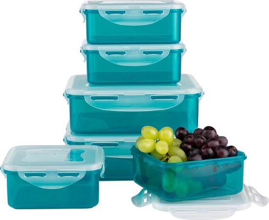Lock&Lock Vershoudbakjes set met deksel - Meal prep bakjes - Diepvriesbakjes - Diepvriesdozen - Bewaardozen voedsel - Vershouddoos - Lunchbox - Snackdoosjes - Luchtdicht - Lekvrij - BPA vrij - Set van 6 Stuks - Capri blue