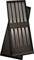 Asiansticks - Luxe Zilveren Chopsticks - 5 paar - Sushi Eetstokjes - Cadeauset