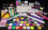 Acrylnagels Starters Pakket B+ incl. Elektrische Nagelfreesmachine | 77 delig | 46 Colors | Acryl Nagels set | Acryl Starter Kit | Nail Art | 500 Franse Nageltips | Manicure Set vo