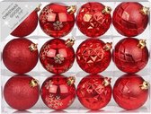 Set van 24x luxe rode kerstballen 6 cm kunststof mat/glans - Onbreekbare plastic kerstballen - Kerstboomversiering rood