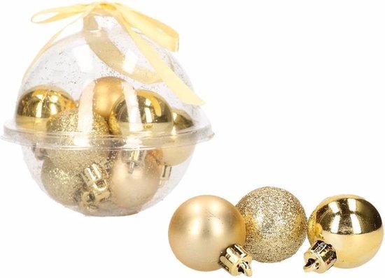 Glad Feodaal Schildknaap 24x-delige mini kerstballen set goud - kunststof / plastic | bol.com