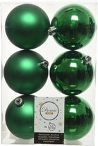 18x Kerstgroene kunststof kerstballen 8 cm - Mat/glans - Onbreekbare plastic kerstballen - Kerstboomversiering kerst groen