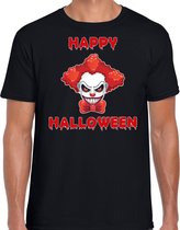 Happy Halloween rode horror clown verkleed t-shirt zwart voor heren - horror clown shirt / kleding / kostuum / horror outfit 2XL