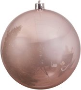 5x Grote lichtroze kunststof kerstballen van 14 cm - glans - lichtroze kerstboom versiering