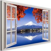Schilderij Uitzicht op Fuji, 2 maten, wit raam, Premium print