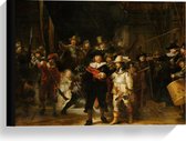 Canvas  - Oude Meesters - Nachtwacht, Schutters van wijk II, Rembrandt van Rijn - 40x30cm Foto op Canvas Schilderij (Wanddecoratie op Canvas)