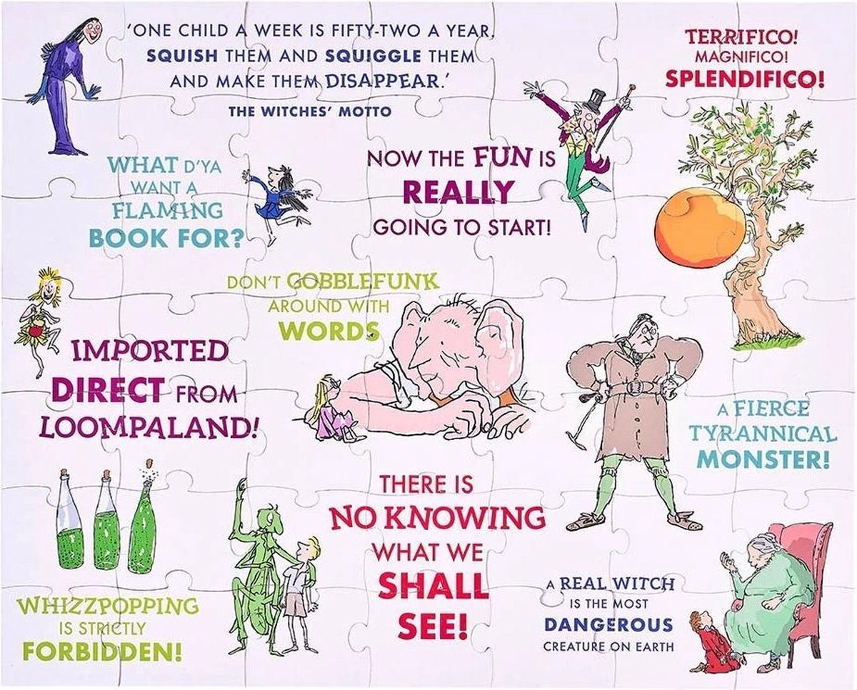 Petit Collage Roald Dahl Puzzle – 49 Teile, Doppelseitig – Mit Quentin Blake Illustrationen & Zitaten