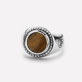 Rebel and Rose RR-RG012-S Ring Women Round Tiger Eye zilver-bruin Maat 59