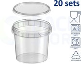 Récipients en plastique ronds ø95mm (360 ml) - 20 pièces - Transparent avec couvercle - convient au congélateur, au micro-ondes et au lave-vaisselle - directement d'un fabricant néerlandais