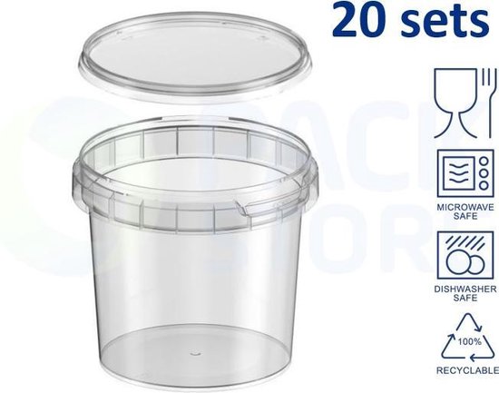 Grondwet selecteer ophouden 20 x plastic bakjes met deksel - 365 ml - ø95mm - rond - vershoudbakjes -  meal prep... | bol.com