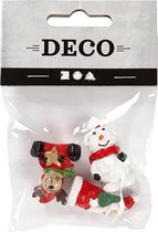 Miniatuur figuren, kerstman, rendier en sneeuwpop, H: 35 mm, L: 10 mm, 3 stuk/ 1 doos