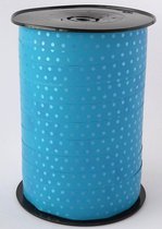 Krullint met Stippen Turquoise 10 mm x 225 mtr (1 rol)