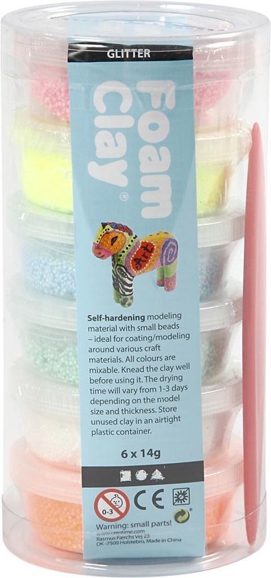 Foam Clay®, Couleurs assorties, paillettes, 6x14gr