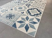 JYG Vloerkleed Keulen - Keukenloper - Keukenmat - Vinyl - Vintage - 60x340cm - Blauw - Beige