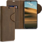 kalibri telefoonhoesje voor Motorola Moto G8 Plus - Hoesje met pasjeshouder en standaard - bruin - Wallet case