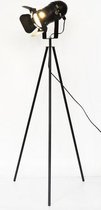 Brest Industriele Tripod Vloerlamp - Metaal - 53x140cm - Zwart
