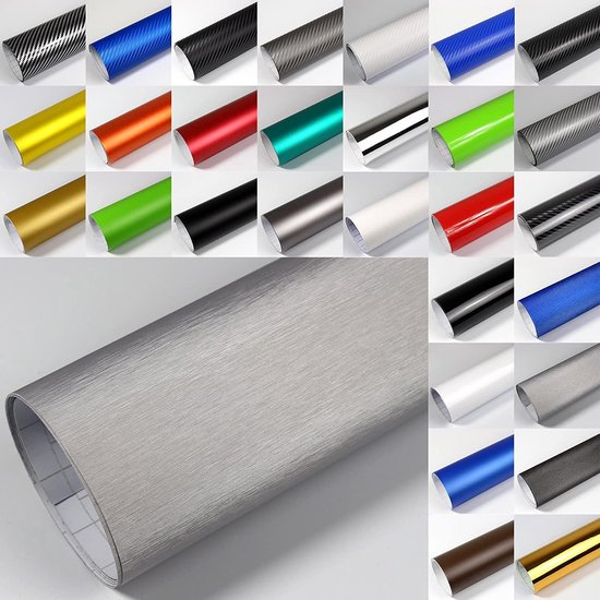 Vinyl wrap folie voor auto of keuken, 5m x 1.5m, 4d carbon zilvergrijs