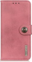 Luxe retro roze agenda book case hoesje Motorola Moto G9 Play / Moto E7 Plus