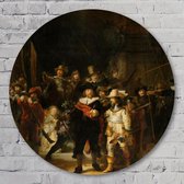 Muurcirkel ⌀ 60 cm - De Nachtwacht – Rembrandt van Rijn - Aluminium Dibond - Mensen - Rond Schilderij - Wandcirkel - Wanddecoratie