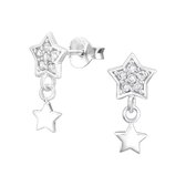 Joy|S - Zilveren ster oorbellen zirkonia met ster bedel massief