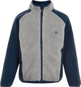 Color Kids - Fleece jas voor kinderen - Colorblock - Grijs/Donkerblauw - maat 104cm