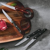 set van 4 steakmessen - steakmessen - handgrepen verschillende kleuren - cadeauverpakking - hout